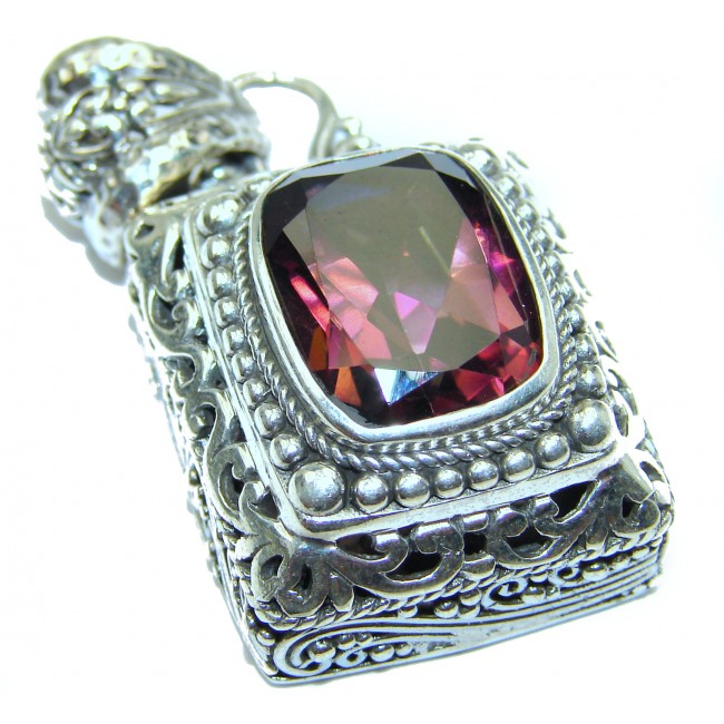 Authentic Raspberry Rouge Mystic Topaz .925 Coral Sterling Silver handmade pendant