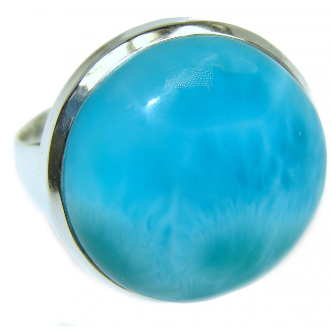 PERFECTION Natural Larimar .925 Sterling Silver handcrafted Ring s. 9