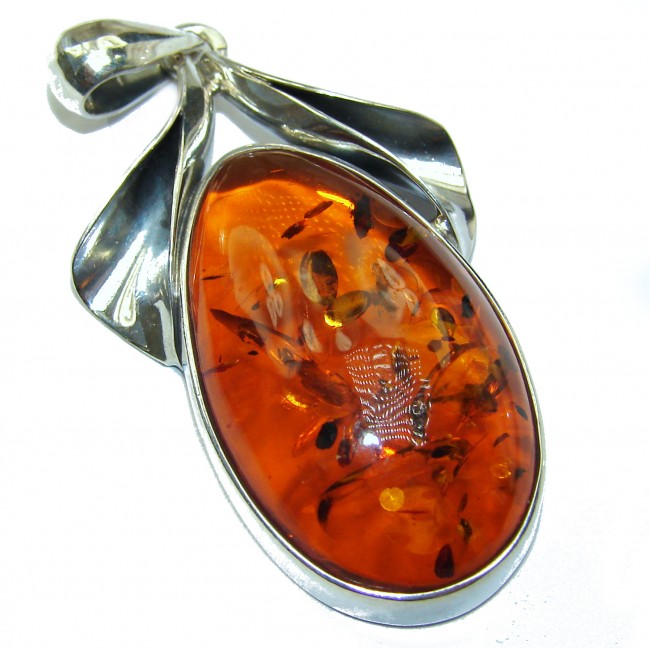 Beautiful Natural Baltic Amber .925 Sterling Silver handmade Pendant