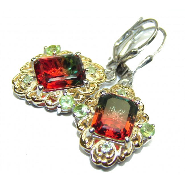 Tourmaline 18K Gold over .925 Sterling Silver entirely handmade earrings