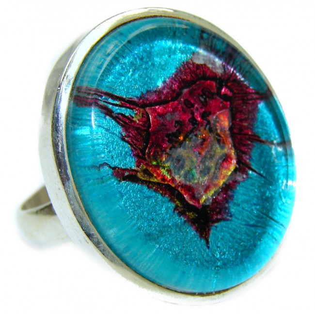 Dichroic Glass .925 Sterling Silver handcrafted Ring s. 8 3/4