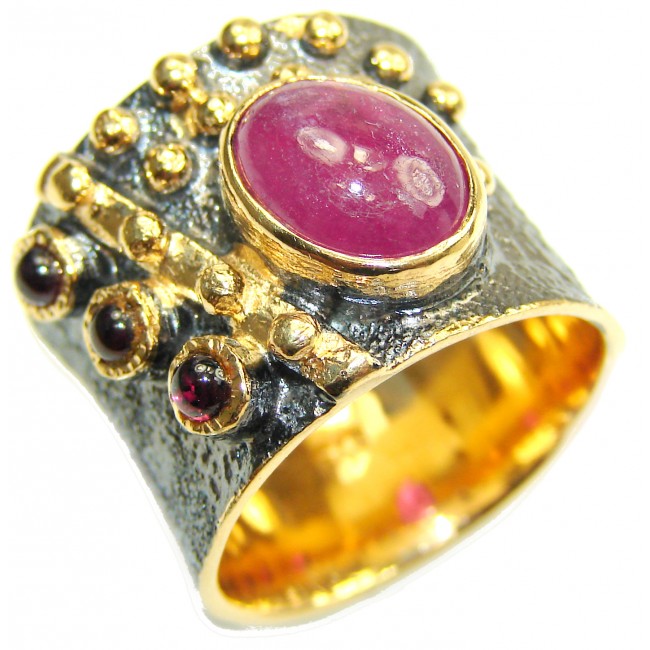 Genuine 28 ct Yellow Garnet 18ct Gold Rhodium over .925 Sterling Silver handmade Cocktail Ring s. 8 3/4