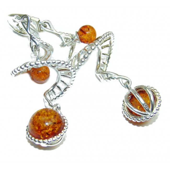 Big! authentic Baltic Amber .925 Sterling Silver handmade Earrings