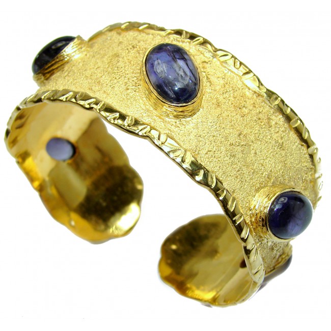 Authentic Tanzanite 24K Gold over .925 Sterling Silver handcrafted Bracelet / Cuff