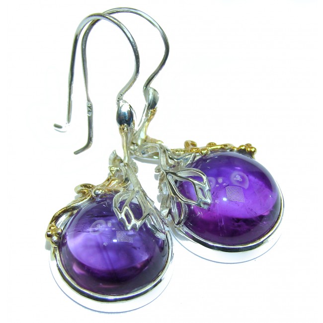Authentic Amethyst 18K Gold over .925 Sterling Silver handmade earrings