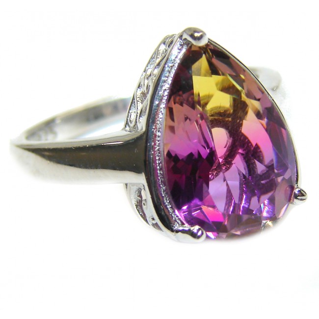 Genuine 25ct Ametrine .925 Sterling Silver handcrafted ring; s. 9 1/4