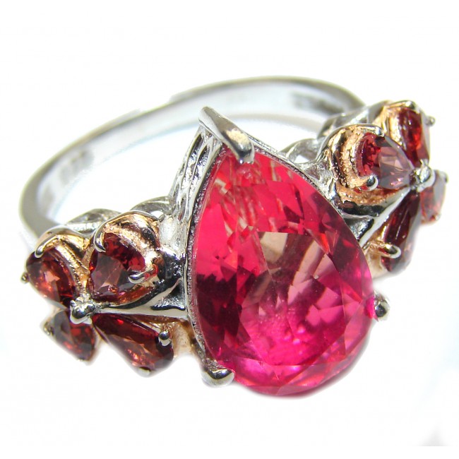 Pear cut Pink Topaz .925 Sterling Silver handcrafted Ring s. 9 1/4