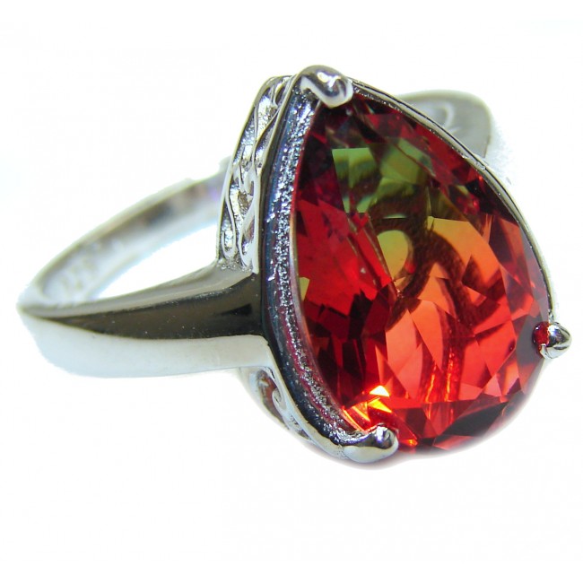 Genuine 25ct Tourmaline .925 Sterling Silver handcrafted ring; s. 9