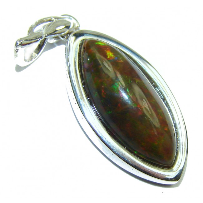Perfection Authentic Black Opal .925 Sterling Silver handmade Pendant