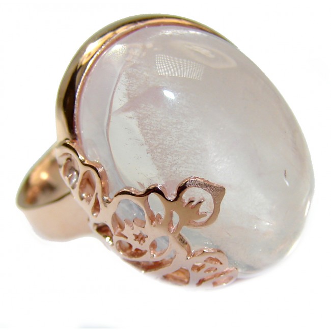Authentic Rose Quartz 18K Gold over .925 Sterling Silver handcrafted ring s. 8 1/4