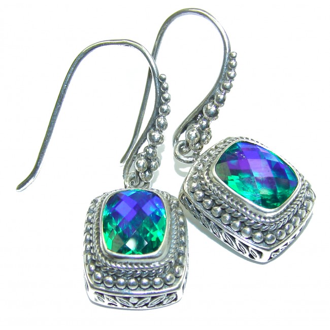 Amazing Blue volcanic Topaz .925 Sterling Silver handmade earrings