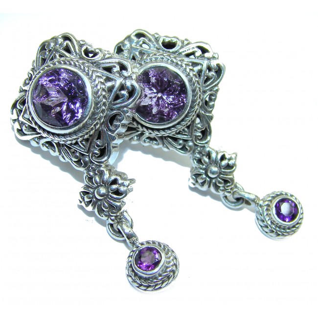 Rich Design Amethyst .925 Sterling Silver handcrafted earrings