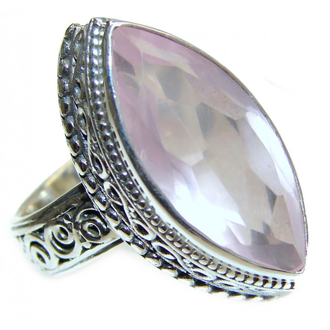 Authentic Rose Quartz .925 Sterling Silver handcrafted ring s. 6