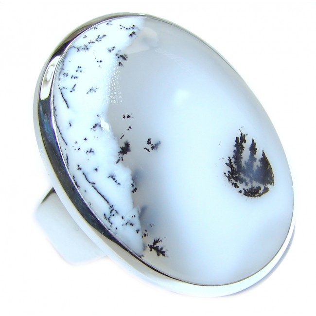 Top Quality Dendritic Agate .925 Sterling Silver hancrafted Ring s. 9 1/2