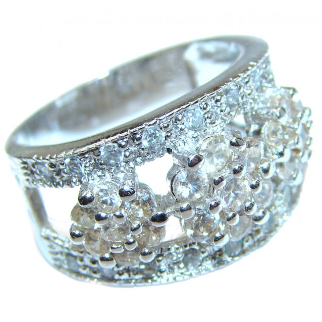 White Cubic Zirconia .925 Sterling Silver handmade Ring s. 6