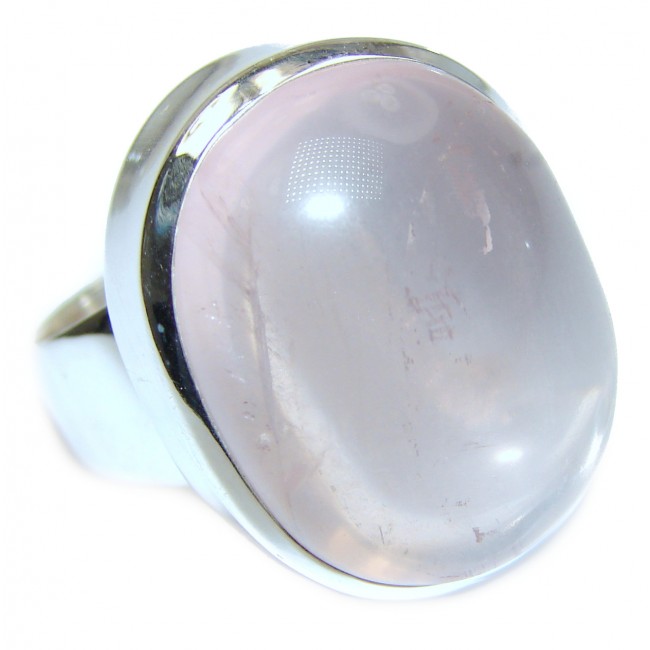 Large Authentic Rose Quartz .925 Sterling Silver handcrafted ring s. 8