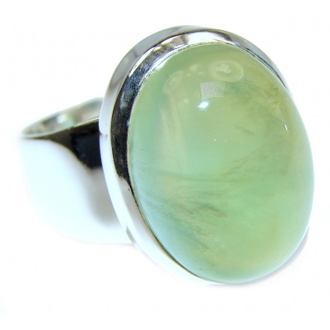 Natural Moss Prehnite .925 Sterling Silver handmade ring s. 8