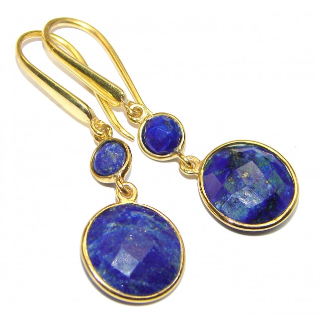 Outstanding Sublime Blue Lapis Lazuli 14K Gold over Sterling Silver earrings