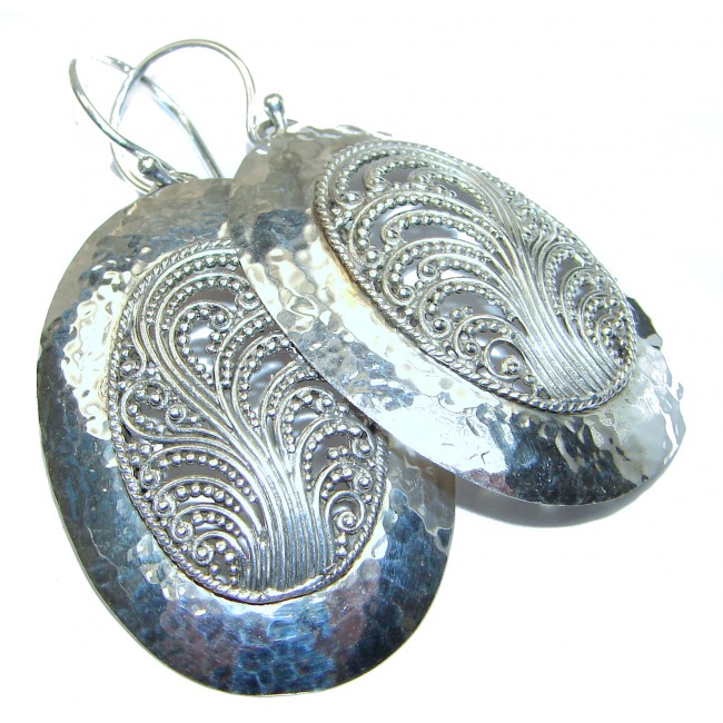 HUGE Bali Design Peacock .925 Sterling Silver handcrafted Earrings