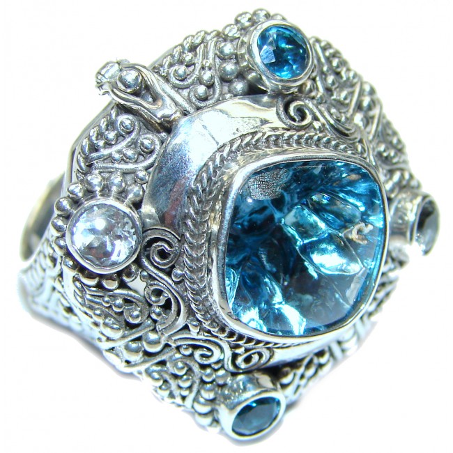 Energazing Swiss Blue Topaz .925 Sterling Silver handmade Poison Ring size 11
