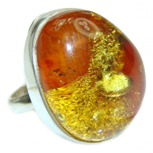 Genuine Butterscotch Baltic Amber .925 Sterling Silver handmade Ring size 7 3/4