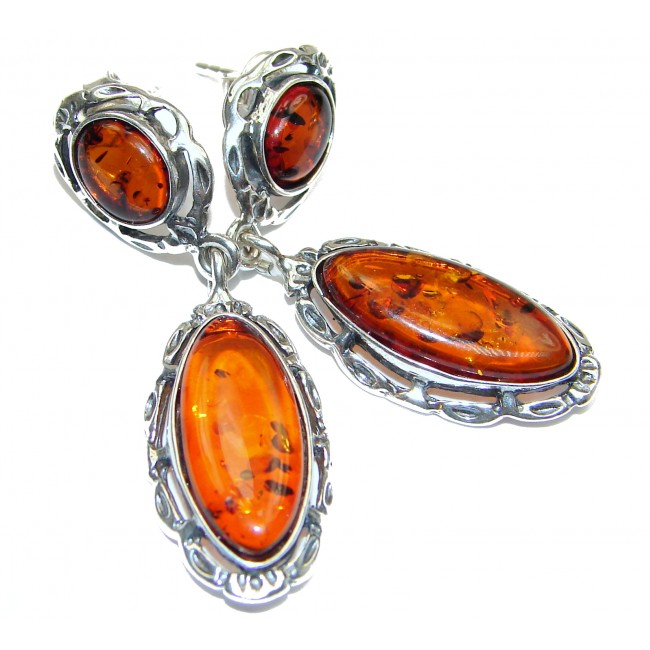 Back to Nature Authentic Amber .925 Sterling Silver handmade earrings