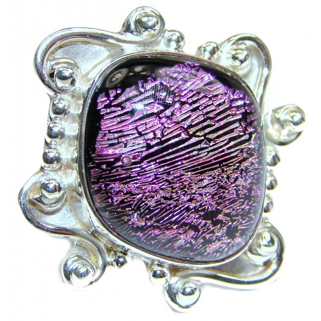 Dichroic Glass .925 Sterling Silver handcrafted Ring s. 9