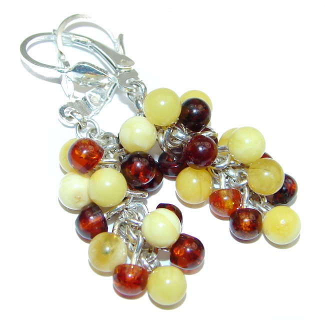 Juicy Grapes Authentic Baltic Amber .925 Sterling Silver handmade Earrings