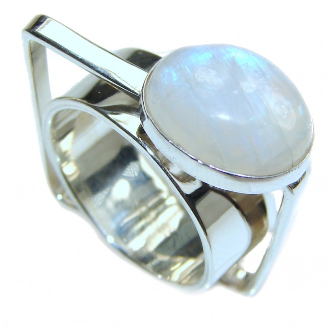 Fire Moonstone .925 Sterling Silver handmade Ring size 8