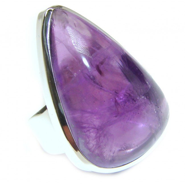 Large Spectacular genuine Amethyst .925 Sterling Silver handcrafted Ring size 9