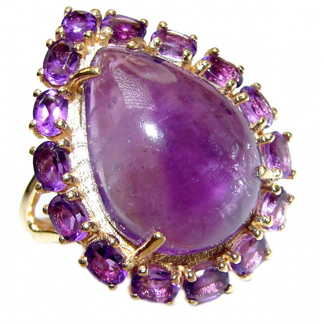 Large Genuine Amethyst .925 Sterling Silver handcrafted Statement Ring size 8 1/4