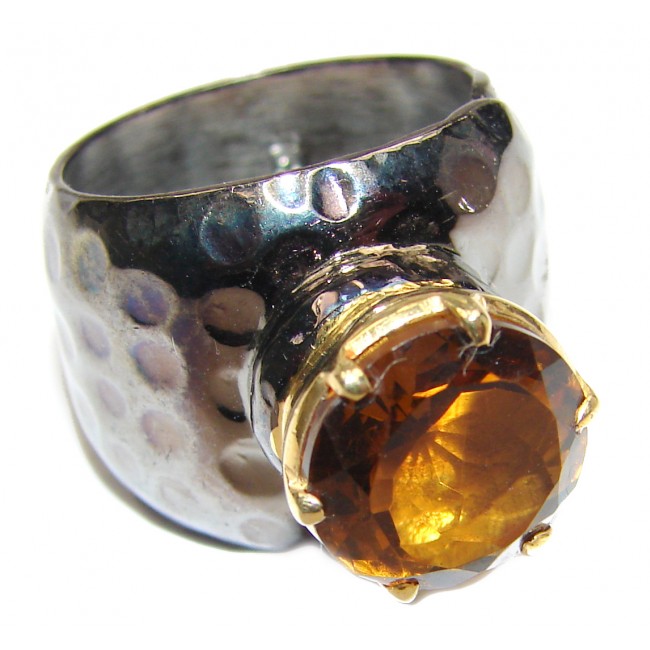 Genuine Smoky Topaz .925 Sterling Silver handcrafted Statement Ring size 7