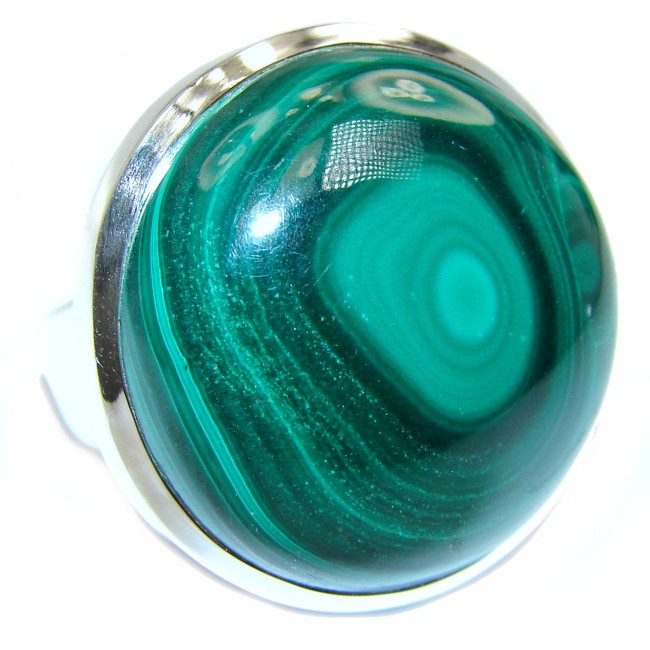 Natural Sublime quality Malachite .925 Sterling Silver handcrafted ring size 8 1/2
