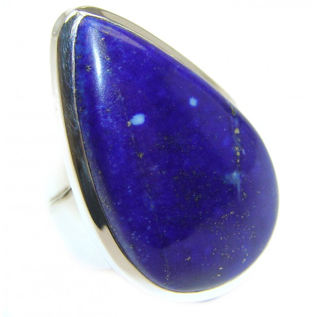 Large Natural Lapis Lazuli .925 Sterling Silver handcrafted ring size 8