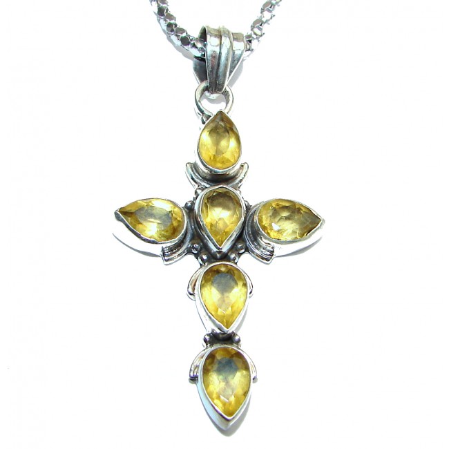 Cross authentic Citrine .925 Sterling Silver handmade Necklace