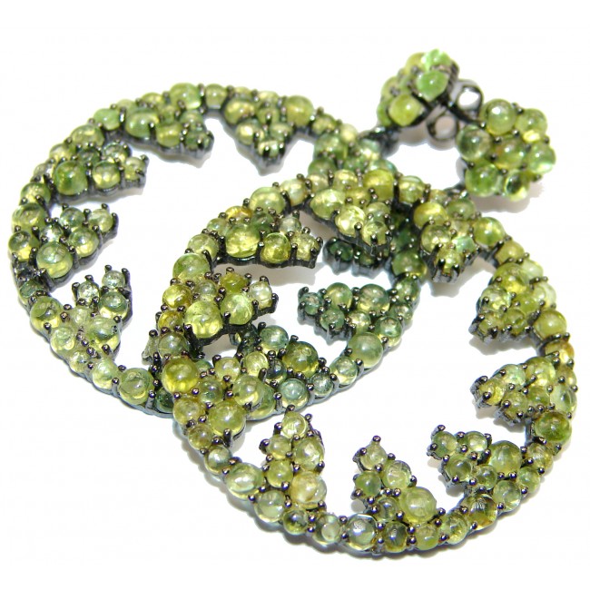Rich Design Peridot black Rhodium over .925 Sterling Silver handcrafted Statement earrings