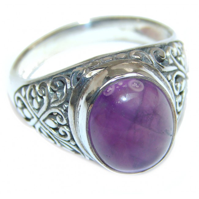 Genuine Amethyst .925 Sterling Silver handcrafted Ring size 8