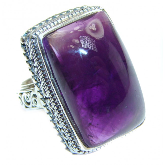 Large Spectacular genuine Amethyst .925 Sterling Silver handcrafted Ring size 6