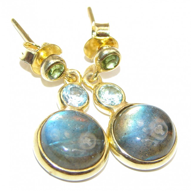 Perfect Labradorite 14K Gold over .925 Sterling Silver handmade earrings