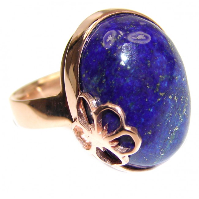 LARGE Natural Lapis Lazuli 18K Gold over .925 Sterling Silver handcrafted ring size 8 adjustable