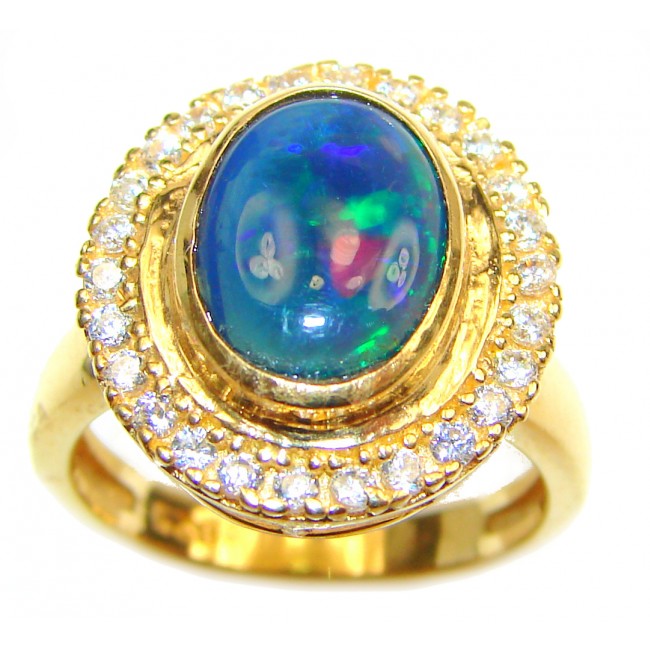 Australian Doublet Opal 24K Gold over .925 Sterling Silver handcrafted ring size 7 3/4