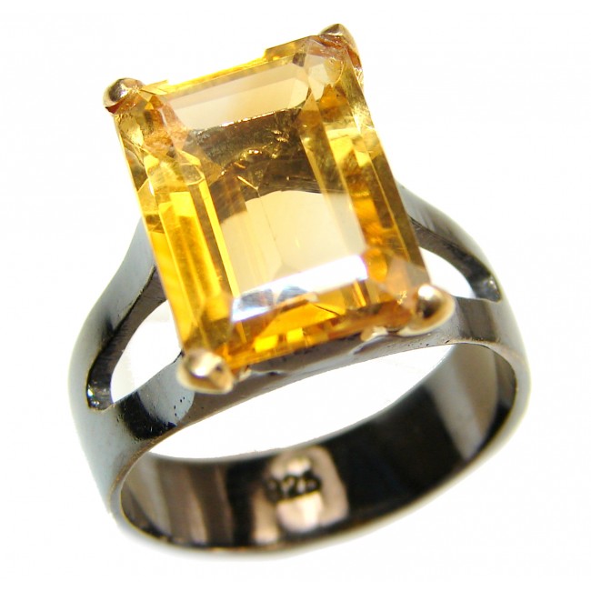 Vintage Style Natural Citrine 18ct Gold Rhodium over .925 Sterling Silver handcrafted Ring s. 8