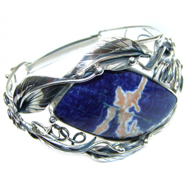 Huge Blue Galaxy genuine Sodalite handcrafted .925 Sterling Silver Bracelet