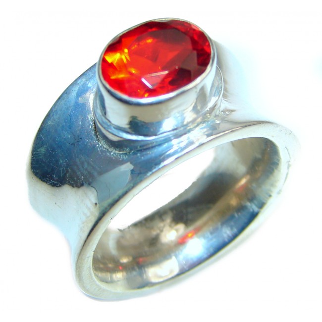 Red Quartz .925 Sterling Silver handcrafted ring s. 8