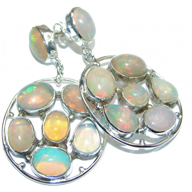 Authentic Ethiopian Fire Opal .925 Sterling Silver handmade earrings