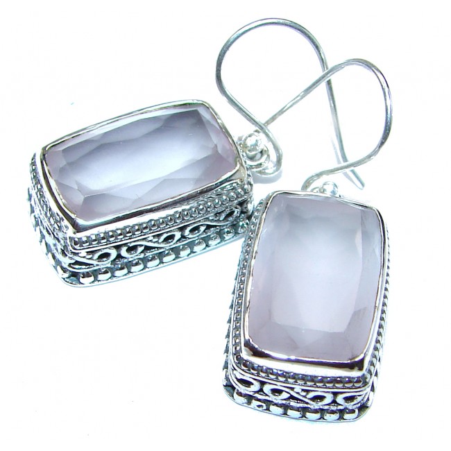 Exclusive genuine Rose Quartz .925 Sterling Silver handcrafted earrings