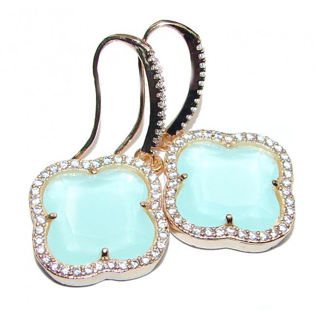 Classy Clover Mint Topaz 18K Gold over .925 Sterling Silver handcrafted earrings