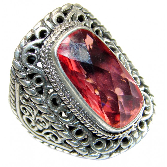 Top Quality Raspberry Topaz .925 Sterling Silver handcrafted Ring s. 9