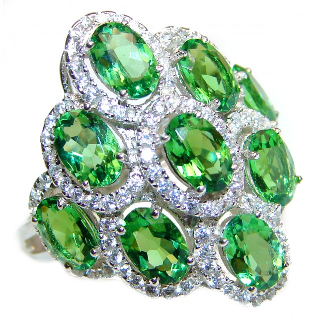 Natural Chrome Diopside .925 Sterling Silver Statement ring size 7