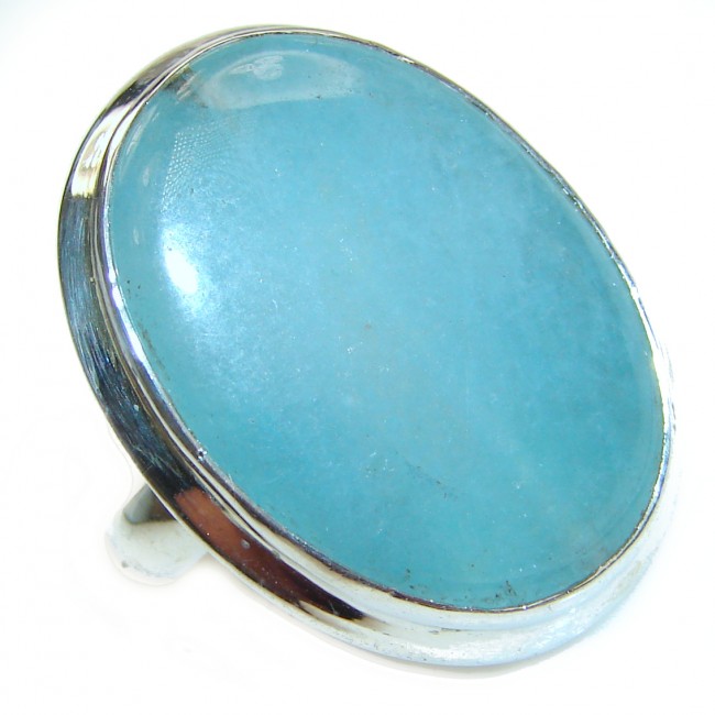 Treasure Blue Aquamarine .925 Sterling Silver handmade ring s. 7 1/4
